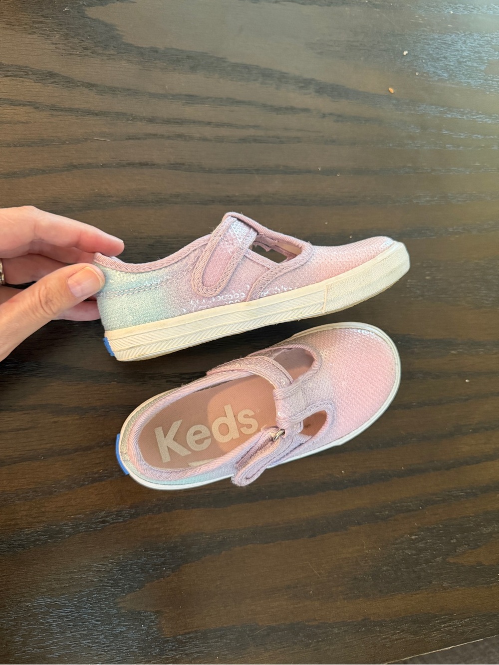 Keds Kids Pink Glitter Hook-and-Loop Slip-On Sneakers